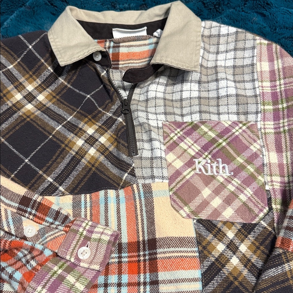 Kith Kids flannel quarter zip